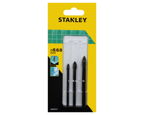 Набір свердл по керамічній плитці STANLEY, 3 шт. Ø=5-8 мм.