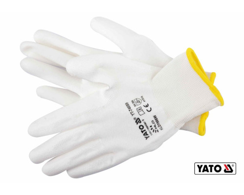 Рукавиці робочі нейлонові YATO білі, розмір 9 [50]