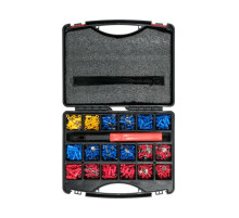 Набор электрических разъемов с изоляцией и клеммом YATO: 500 шт, 50 пластик. хомутов и зажим в футляре