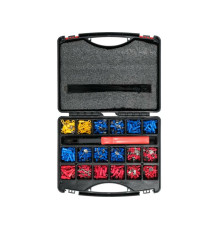 Набір електричних роз'ємів з ізоляцією і клем YATO: 500 шт, 50 пластик. хомутів і затискач в футлярі