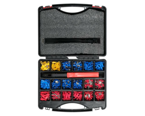 Набір електричних роз'ємів з ізоляцією і клем YATO: 500 шт, 50 пластик. хомутів і затискач в футлярі