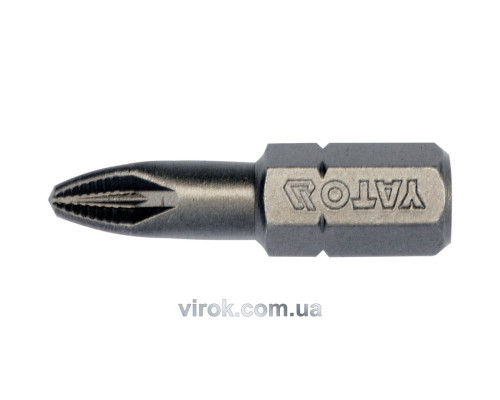 Насадка викруткова YATO : "Pozidriv" РZ2 x 25 мм. HEX 1/4". 10 (Уп/Шт.) [25/200]