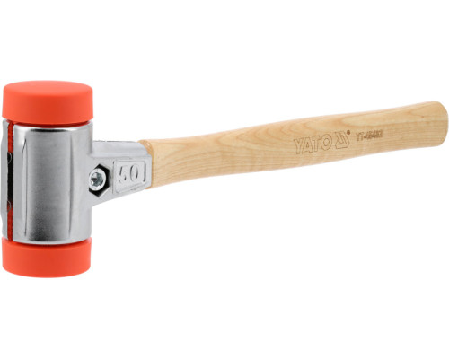 Молоток по бруківці YATO обух з високопружного ПЕ m= 830 г Ø= 50 мм, дерев'яна ручка, заг l= 385 мм