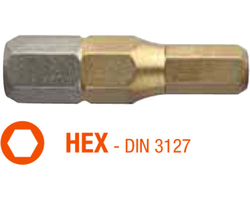 Насадка викруткова USH ISOTIN HEX SW 4 x 25 мм. Уп. 10 шт.