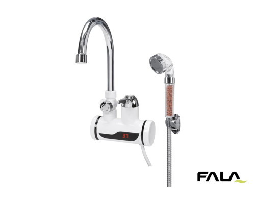 Нагрівач води з LCD-дисплеєм KALTA-4 FALA: 3кВт,до 60°С,тиск 0.1-0.6МПа,кабель-1.2 м + душовий компл