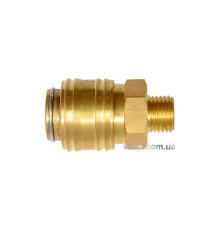 Швидкознімне латунне з'єднання пневматичне YATO, Ø= 1/4" і зовніш. різьбове Ø= 1/4" [50/100]