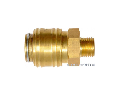 Швидкознімне латунне з'єднання пневматичне YATO, Ø= 1/4" і зовніш. різьбове Ø= 1/4" [50/100]