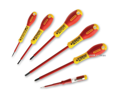 Набір викруток діелектричних STANLEY "FatMax" : індикатор, PH, SL, корпус VDE до 1000V. [6 Шт.]