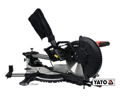 Пила торцьовальна з протяжкою YATO: P=1.8кВт,диск Ø=255/25.4(30.0мм, різ 90°-45° (Дерево/Метал) [1]