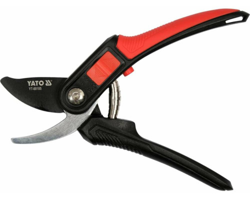 Секатор з округленими лезами YATO: з регуляцією розводу лез до гілок Ø= 12 і 20 мм, L=220 мм [12/48]