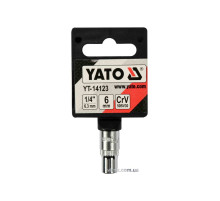 Головка торцева 6-гранна YATO : квадрат 1/4", М6, CrV [Блістер] [12/360]