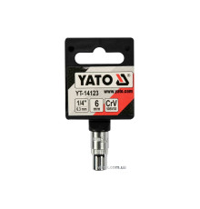 Головка торцева 6-гранна YATO : квадрат 1/4", М6, CrV [Блістер] [12/360]