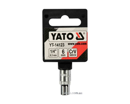 Головка торцева 6-гранна YATO : квадрат 1/4", М6, CrV [Блістер] [12/360]