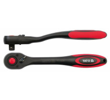 Трещатка YATO : квадрат 1/4", 72T, L= 144 мм, изогнутая ручка покрыта пластиком [12/48/96]