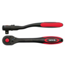 Тріщатка YATO : квадрат 1/4", 72T, L= 144 мм, вигнута ручка покрита пластиком [12/48/96]