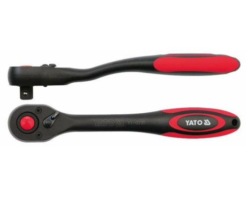 Тріщатка YATO : квадрат 1/4", 72T, L= 144 мм, вигнута ручка покрита пластиком [12/48/96]