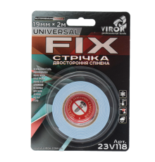 Стрічка 2-стороння спінена VIROK Universal Fix: 19 мм х 2 м [30]