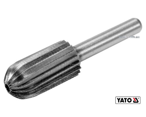 Фреза циліндрична півкругла по металу YATO : Ø13 x 25/55 мм, HSS 4241, хвостовик- Ø6 мм [80]