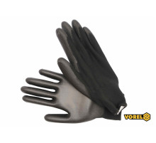 Рукавиці робочі VOREL: чорні, поліестер покритий поліуретаном, розмір 10 [12/120]