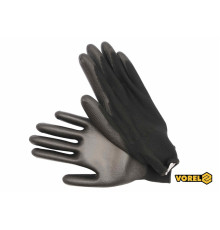 Рукавиці робочі VOREL: чорні, поліестер покритий поліуретаном, розмір 10 [12/120]