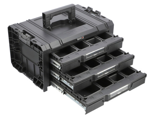 Ящик модульний Т3 системи S12 пластиковий YATO з 3 комірковими шуфлядами, 450x320x240 мм [1]