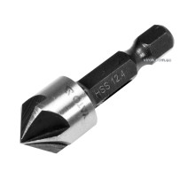 Зенкер конический по металлу YATO: HSS, Ø=12.4 мм, l=40 мм, 5 кромок, HEX-1/4" [50/200]