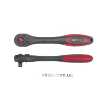 Тріщатка YATO : квадрат 3/8", 72T, L= 202 мм, вигнута ручка покрита пластиком [6/24/48]