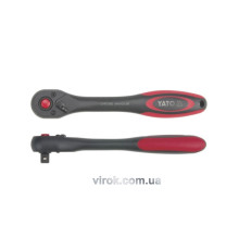Тріщатка YATO : квадрат 3/8", 72T, L= 202 мм, вигнута ручка покрита пластиком [6/24/48]
