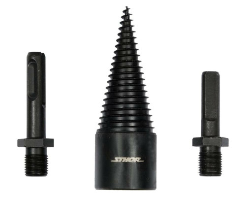 Свердло конічне для розколювання дерева VOREL, Ø=32 мм h= 90 мм з 2 шпинделями (SDS+ і 3-кутний) [5]