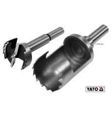Свердла по дереву: коронка і фреза YATO : Ø=35 мм, l=110/90 мм- коронка/фреза, 2 шт [10/60]