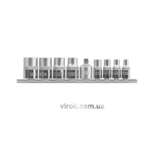 Набір головок YATO : TORX Е5-Е16, квадрат 1/4" торцеві з перехідником M=3/8", 9 шт. [10/40]