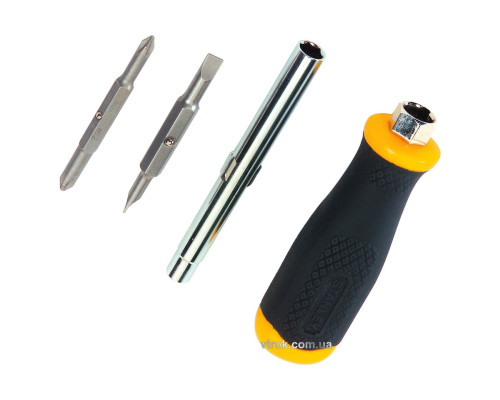 Викрутка STANLEY "6 Way" : насадки двосторонні PH1/PH2 1 шт, SL4,5/SL6 1 шт. подовжувач 6x8 мм