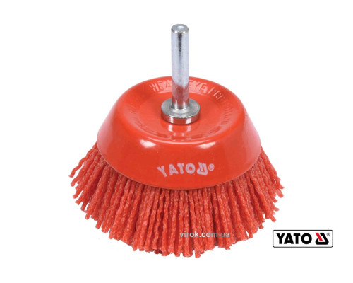 Щетка чистящаяся с нейлоновым ворсом "чашка", к дрели YATO : Ø=75 мм, со шпинделем Ø=6 мм [10/120]
