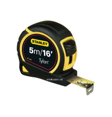 Рулетка STANLEY "Tylon" : 5 м х 19 мм (Мет/Дюйм) ергон. корпус пластик+еластом., Tylon покриття