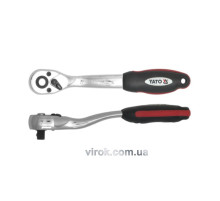 Трещатка YATO : квадрат 1/2", L= 250 мм, 72T, изогнутая ручка [6/24]