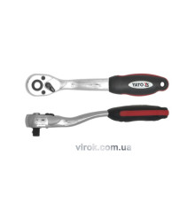 Тріщатка YATO : квадрат 1/2", L= 250 мм, 72T, вигнута ручка [6/24]