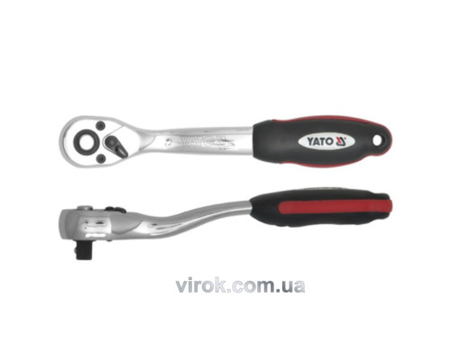 Тріщатка YATO : квадрат 1/2", L= 250 мм, 72T, вигнута ручка [6/24]