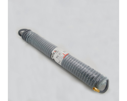 Шланг пневмат.спіральний поліурет.YATO з різьбовим з'єднанням (для ОККО);Ø= 8/12мм,тиск≤12 Bar,l=10м