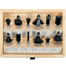 Набір фрез по дереву VOREL, зі шпинделем Ø=6 мм, 12 шт. [20]