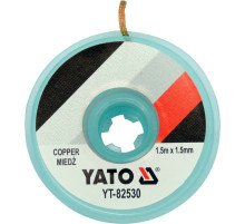 Лента плетеная из меди для очистки от припоя YATO, l=1,5 м, W=1,5 мм в катушке в корпусе [30]
