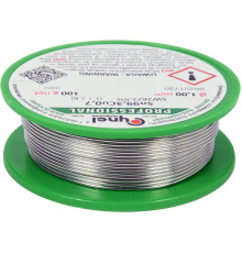 Припій без свинцю CYNEL : Ø1 мм, Sn99,3-Cu0,7 дротяний на котушці з флюсом m= 100 г [30]