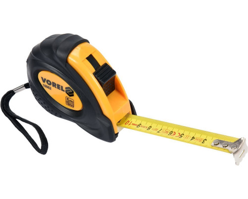 Рулетка з метричною шкалою VOREL : l= 5 м, w= 19 мм, 2 фіксатори [12/120]
