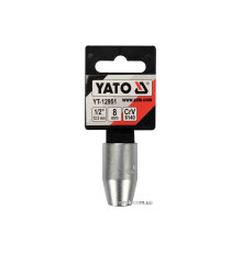 Перехідник для насадок викруткових YATO : квадрат 1/2"(F) - HEX= M8 мм(M), CrV [Блістер] [5/300]