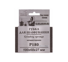 Губка для шлифования 4-сторонняя SAMURAI ТМ VIROK: Р180, 100х68х27 мм [250]