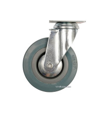 Колесо до візка Ø=125мм, b=27 мм VOREL; сіра гума, з обертовою опорою; h=161 мм, навантаж.-50 кг[24]