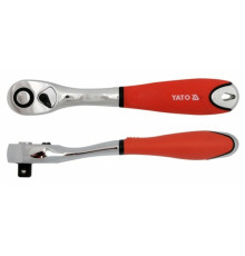 Тріщатка YATO : квадрат M=1/2"(12,7 мм), L=255 мм, з шарніром та вигнутою ручкою [6/24]