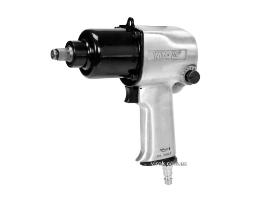 Гайковерт ударний пневматичний YATO: квадрат 1/2", F=850 Nm, роб. тиск- 6-8 Bar при 119 л/хв [6/144]