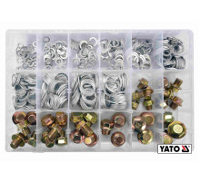 Шайбы Ø6-20 мм и заглушки М10-М20, алюминиевые YATO в пластиковой коробке, набор, 534 шт. [12]