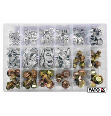 Шайбы Ø6-20 мм и заглушки М10-М20, алюминиевые YATO в пластиковой коробке, набор, 534 шт. [12]