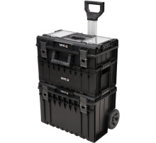 Ящик для інструментів 3 секції, 2 органайзери YATO на 2-х колесах 585х425х810 мм, висувна ручка [1]